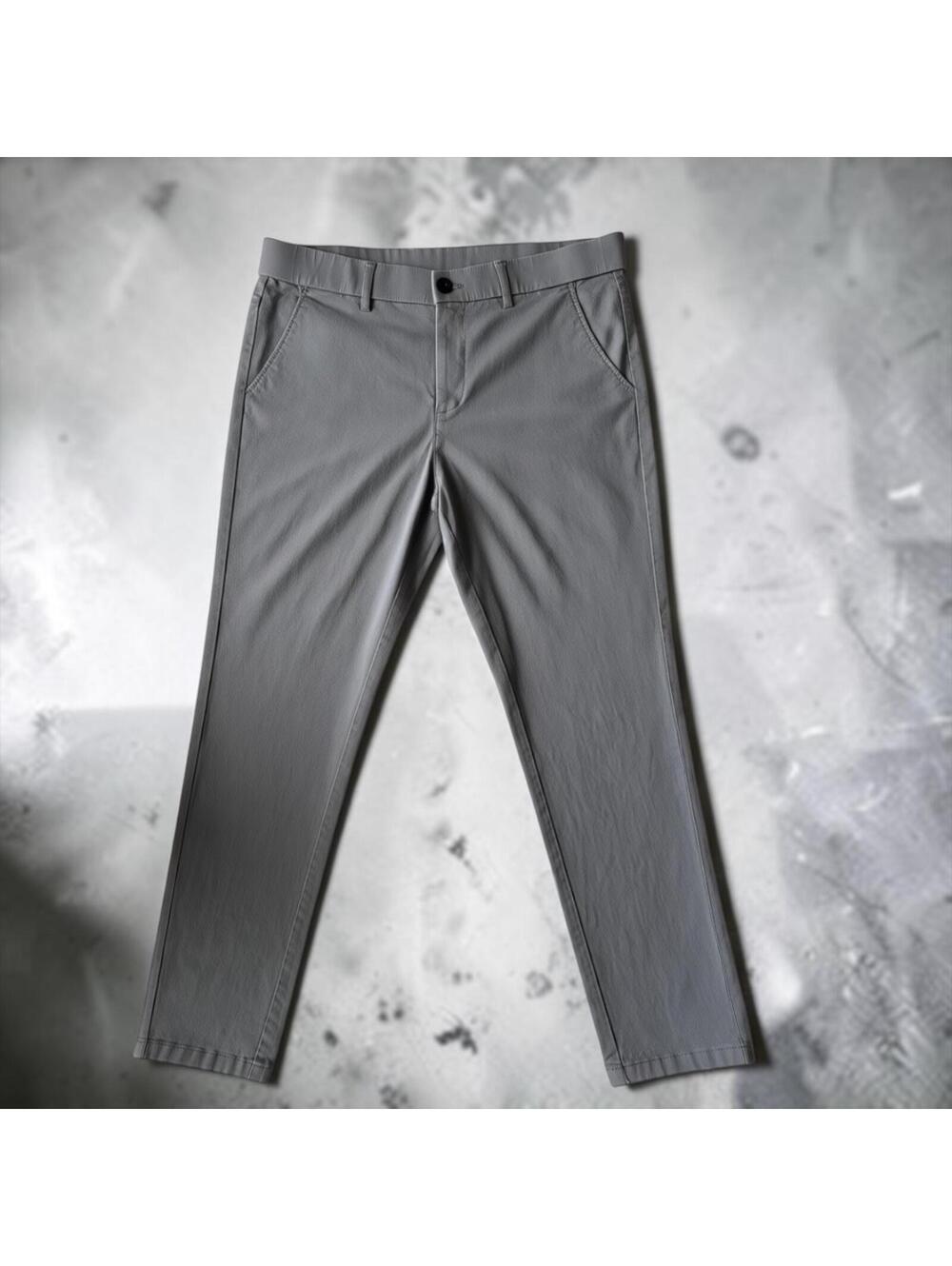 Gray Casual Pants with Front and Back Pockets